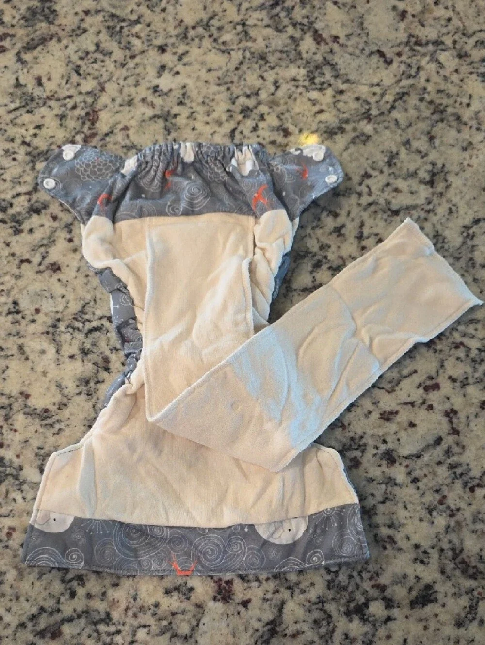 Gray Elephant Print Cloth Diaper Cover with Adjustable Snaps